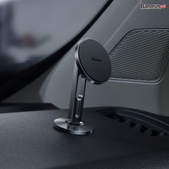 Đế giữ điện thoại bằng nam châm dùng trên xe hơi Baseus Hollow Magnetic Car Mount Holder (dán táp lô, chức năng giữ cố định dây sạc)