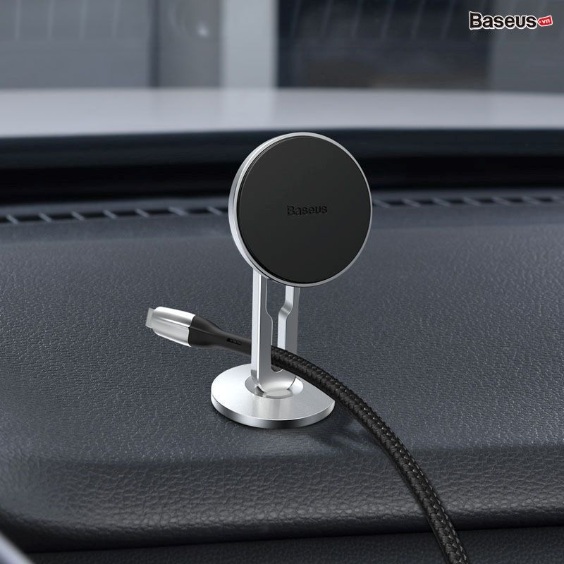 Đế giữ điện thoại bằng nam châm dùng trên xe hơi Baseus Hollow Magnetic Car Mount Holder (dán táp lô, chức năng giữ cố định dây sạc)