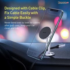 Đế giữ điện thoại bằng nam châm dùng trên xe hơi Baseus Hollow Magnetic Car Mount Holder (dán táp lô, chức năng giữ cố định dây sạc)