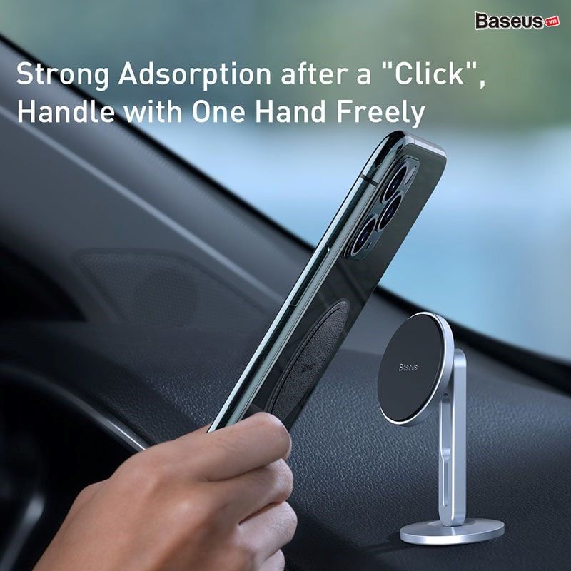 Đế giữ điện thoại bằng nam châm dùng trên xe hơi Baseus Hollow Magnetic Car Mount Holder (dán táp lô, chức năng giữ cố định dây sạc)