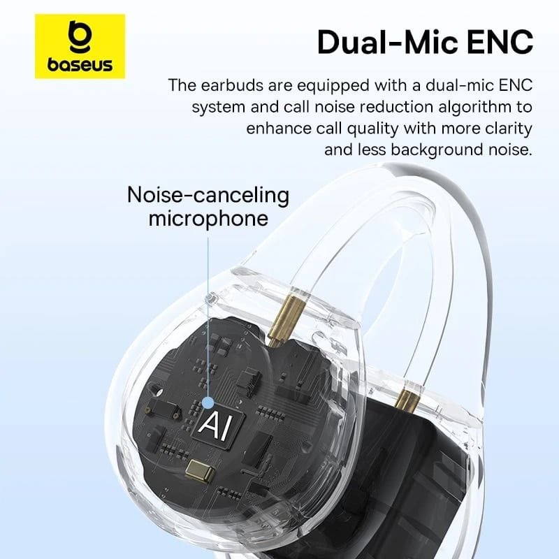 Tai Nghe Bluetooth Baseus AirGo AS01 Open-Ear TWS Earbuds (Bluetooth 5.3, 2 Mic ENC HD Call Noise Reduction)