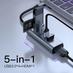Hub chuyển Type C to USB 3.0 và HDMI Baseus Enjoy Series  (Type C to USB 3.0 x4 Ports + HDMI 4K,  5 in 1 intelligent HUB Adapter )