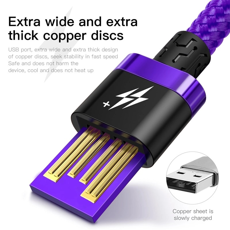 Cáp sạc nhanh Type C Baseus Purple Gold HW Flash Charge Cable cho Huawei/ Xiaomi (40W, 5A , QC3.0/ Huawei Super Quick charge)