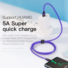 Cáp sạc nhanh Type C Baseus Purple Gold HW Flash Charge Cable cho Huawei/ Xiaomi (40W, 5A , QC3.0/ Huawei Super Quick charge)