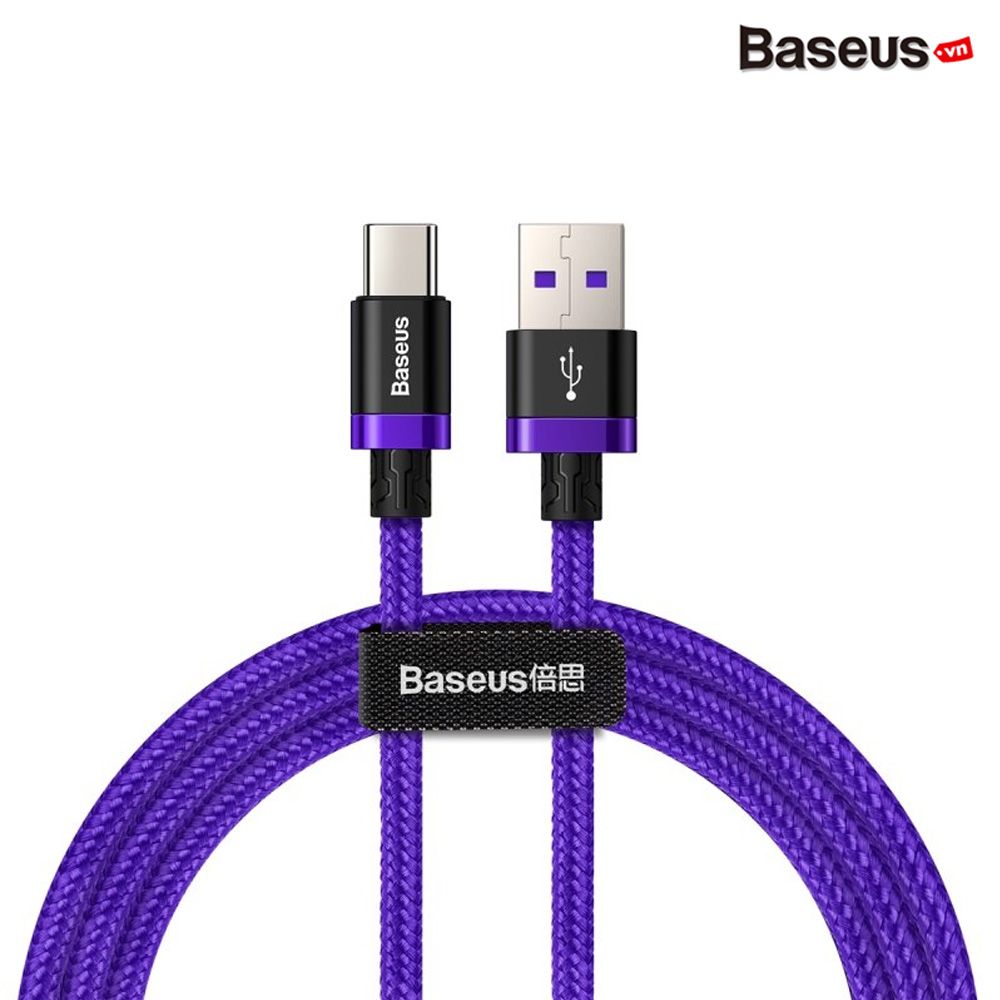 Cáp sạc nhanh Type C Baseus Purple Gold HW Flash Charge Cable cho Huawei/ Xiaomi (40W, 5A , QC3.0/ Huawei Super Quick charge)