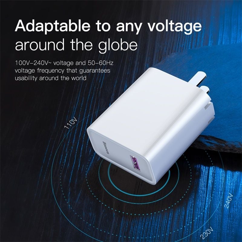 Bộ sạc nhanh đa năng Baseus HW Super Quick Charger cho Smartphone Samsung/ Huawei/ Xiaomi/ Oppo (5A, 22.5W, Quick Charge 3.0, Huawei Super QC, SCF/FCP Multiple Protocol)