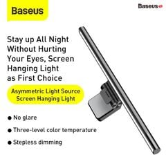 Đèn treo màn hình bảo vệ mắt Baseus i-Wok Series (i Work Youth Edition, 3 Light Mode, Anti Bluelight, USB Asymmetric light source, Stepless Dimming Screen Hanging Light)