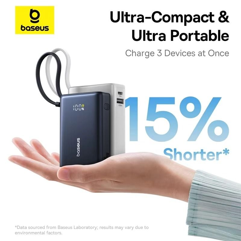 Pin Dự Phòng Baseus PicoGo Digital Display 10000mAh 45W (with Built-in Type-C cable)
