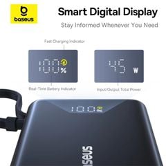 Pin Dự Phòng Baseus PicoGo Digital Display 10000mAh 45W (with Built-in Type-C cable)