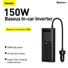 Bộ tẩu sạc tích hợp biến áp DC to AC 220V Baseus In-car Inverter 150W (220V, DC to AC Inverter for Car)