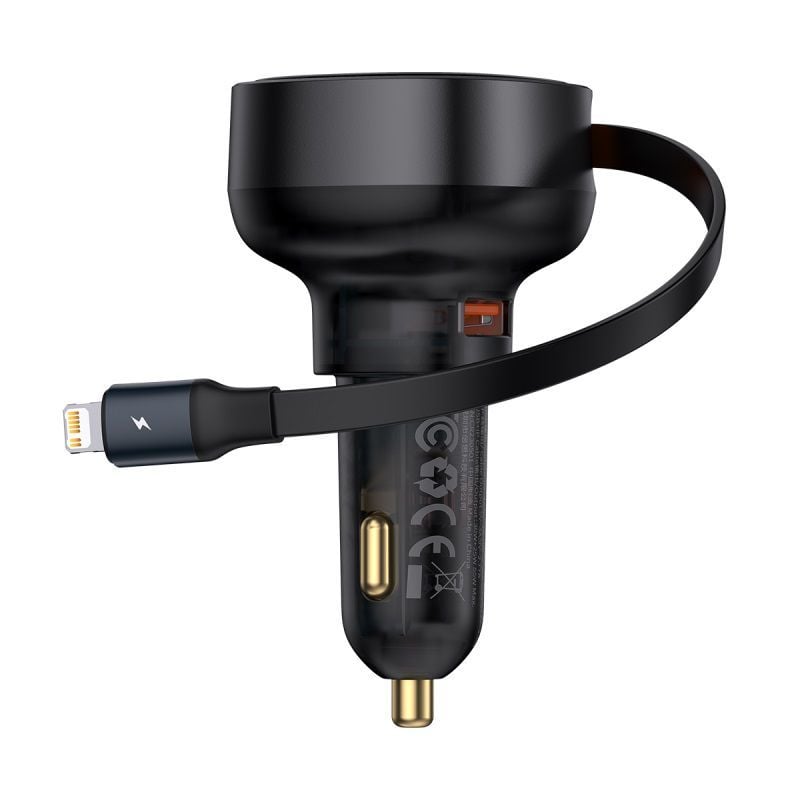 Tẩu Sạc Nhanh Kèm Cáp Dây Rút Baseus Enjoyment Pro Car Charger U+Retractable