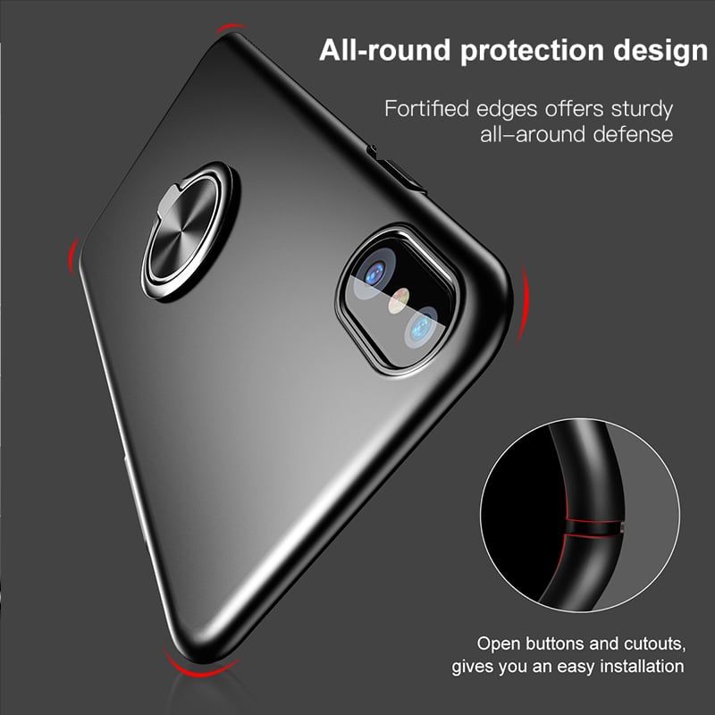 Ốp lưng tích hợp Ring Holder với đế quay vòng nhẫn Baseus Ring Case LV234 cho iphoneX (Ultra Thin Finger Hard PC + Zinc Alloy)