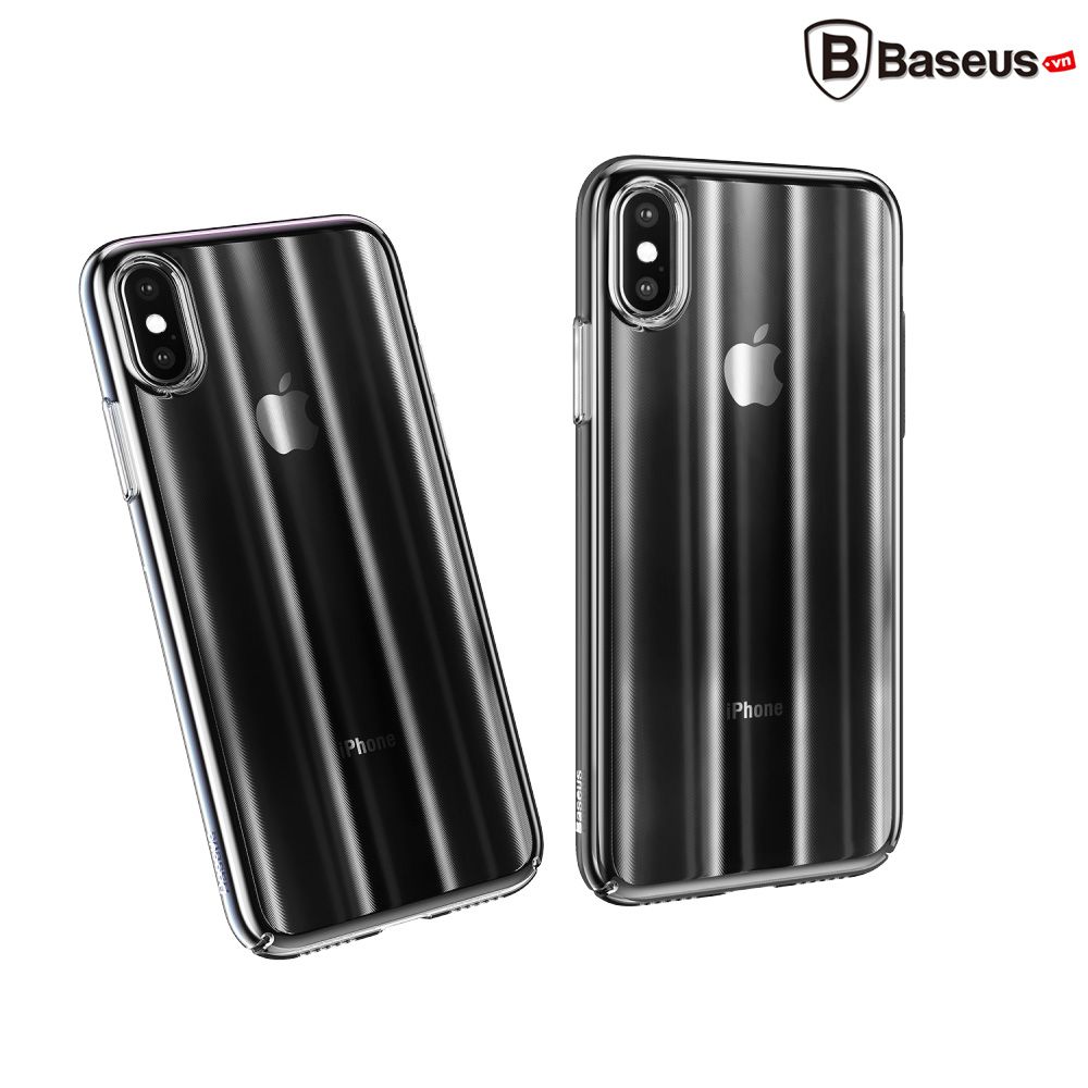 Ốp lưng trong suốt chuyển màu Baseus Aurora Case cho iPhone X (Luxury Gradient Hard Plastic Case)