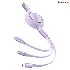 Cáp Sạc Dây Rút Công Suất 100W Baseus Bright Mirror 3 in 1 Series 2 (USB to Type C/Lightning/Micro USB Retractable Data Cable)