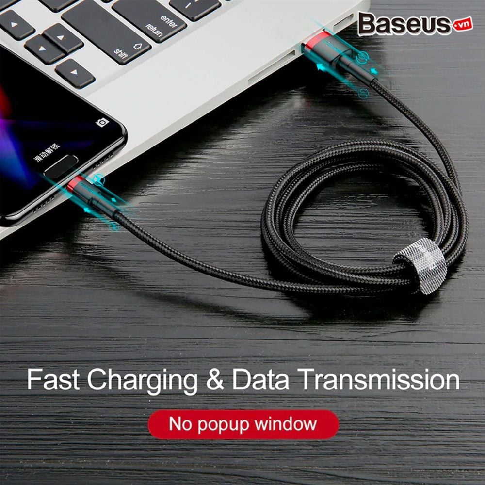 Cáp sạc nhanh Baseus Cafule – Type-C, 3A, hỗ trợ QC 3.0, siêu bền, dùng cho smartphone/tablet Android