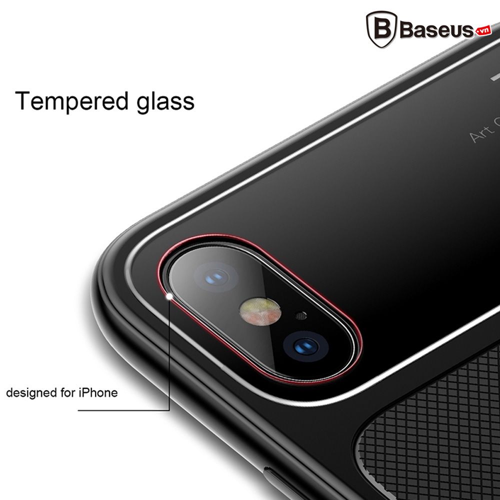 Ốp lưng chống sốc Baseus Knight Case cho iPhone X (Tempered Glass + Silicone Hybrid Armor)