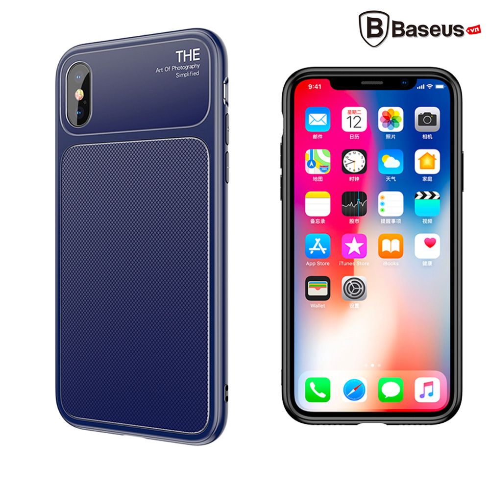 Ốp lưng chống sốc Baseus Knight Case cho iPhone X (Tempered Glass + Silicone Hybrid Armor)