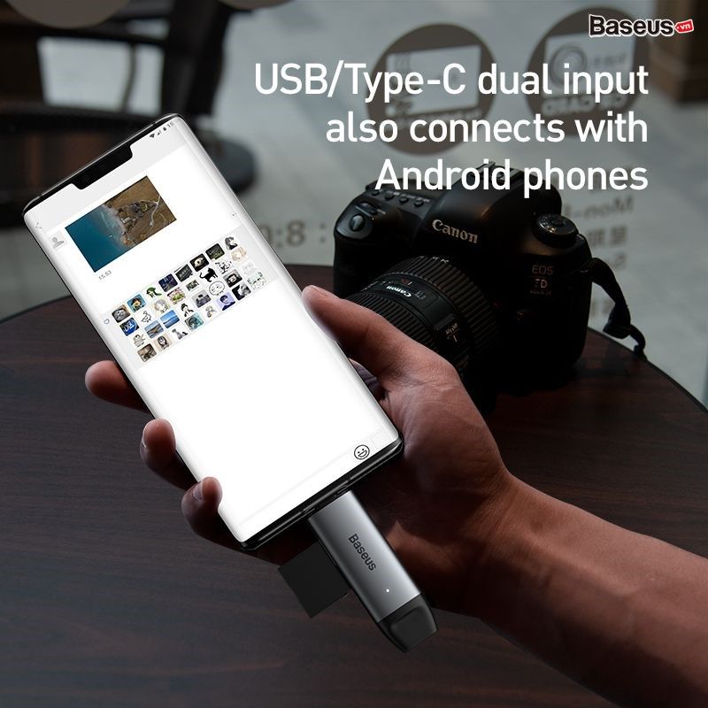 Đầu đọc thẻ nhớ đa năng tốc độ cao Baseus Lentil - Cabin Card Reader Space cho Smartphone/Tablet/Macbook/Laptop (Type C/USB3.0, SD/TF Card, 5Gbps High speed)