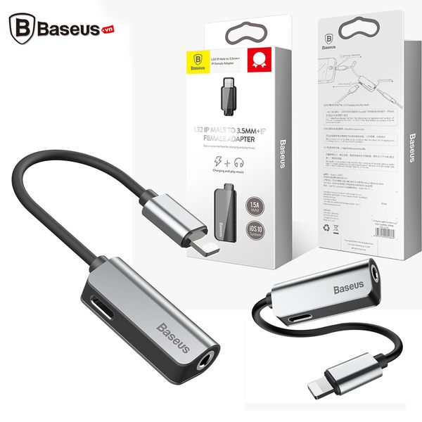 Bộ chuyển cổng Lightning sang Audio 3.5mm + Lightning tích hợp Baseus L32 cho iPhone 7/ 8/ iPhone X (Vừa sạc pin vừa nghe nhạc)