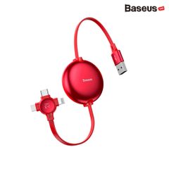 Cáp sạc dây rút Baseus Little Octopus LV389 tích hợp 3 đầu Type C / Micro USB/ Lightning (3A , 1M)