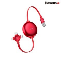 Cáp sạc dây rút Baseus Little Octopus LV391 tích hợp 3 đầu Type C / Micro USB/ Lightning 3.5A 1.2M