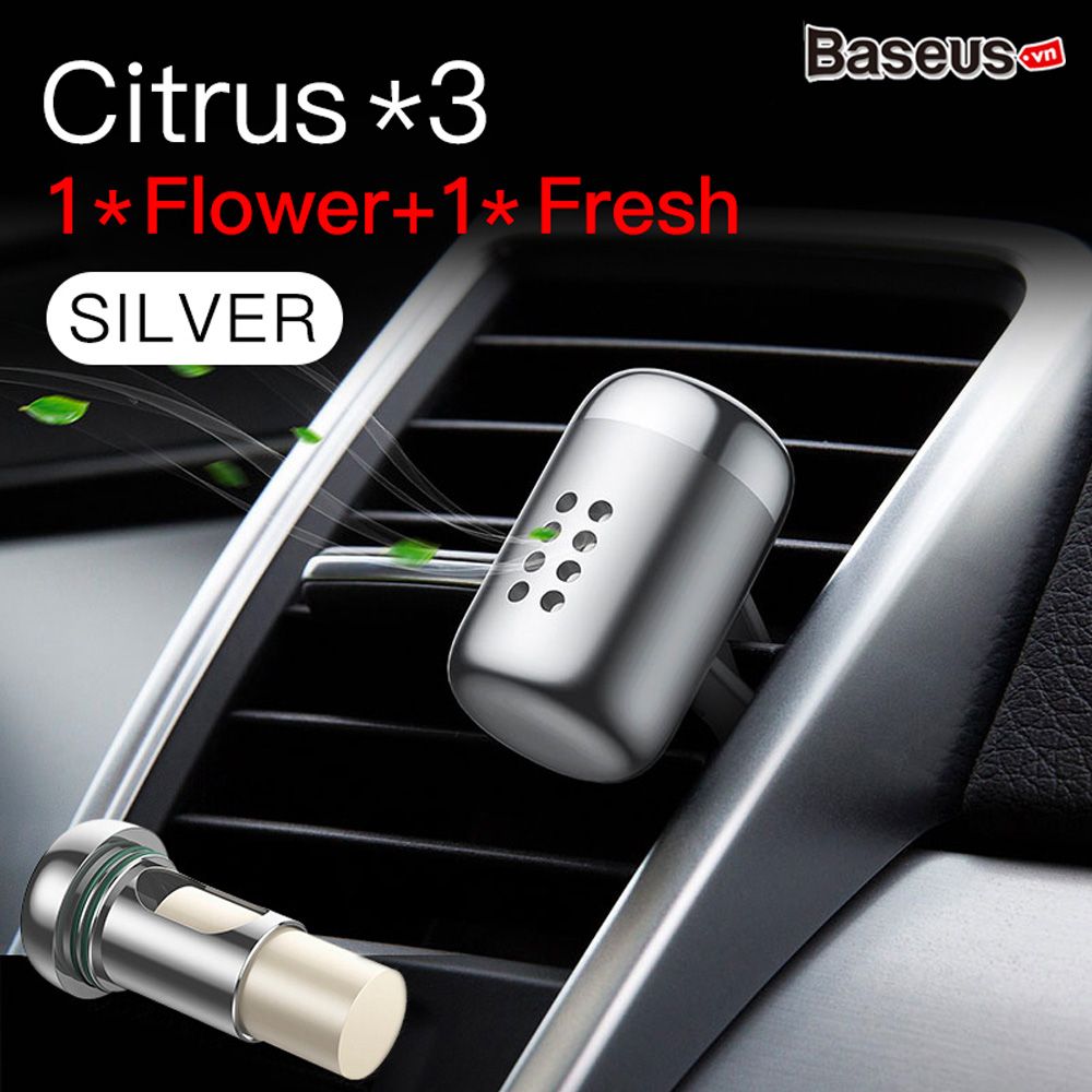 Bộ khuếch tán kèm nước hoa khô dùng cho xe hơi Baseus Little Fatty Fragrance (Metal Aromatherapy, Air Vent, Solid Perfume)