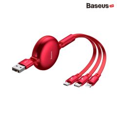 Cáp sạc dây rút Baseus Little Octopus LV391 tích hợp 3 đầu Type C / Micro USB/ Lightning 3.5A 1.2M