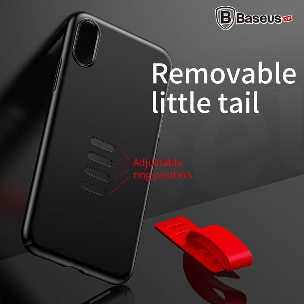 Ốp lưng tích hợp Ring Holder chống rớt Baseus Little Tail Case LV225 cho iPhone X (Ultra Thin Hard PC Silicone)