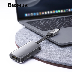 Bộ Hub chuyển đổi 2 trong 1 Baseus Little Box Type C to HDMI 4K + Type-C PD dành cho Smartphone/ Tablet / Laptop Windows/ Macbook Pro (Type C to HDMI 4K + 60W Type C PD HUB Converter)