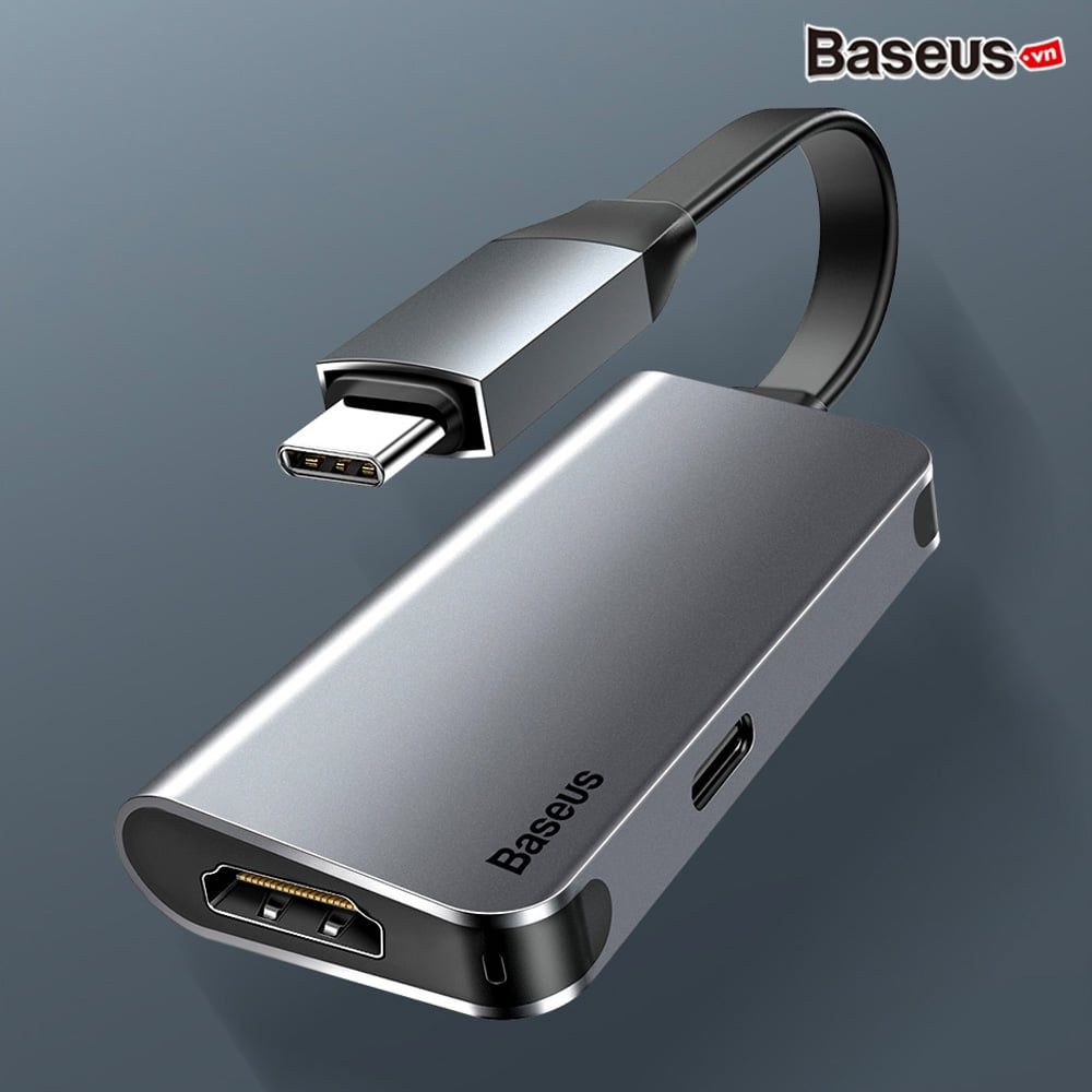 Bộ Hub chuyển đổi 2 trong 1 Baseus Little Box Type C to HDMI 4K + Type-C PD dành cho Smartphone/ Tablet / Laptop Windows/ Macbook Pro (Type C to HDMI 4K + 60W Type C PD HUB Converter)