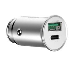 Tẩu sạc xe hơi hỗ trợ sạc nhanh VOOC Baseus Circular Metal PPS Quick Charger Car Charger (30W, VOOC, Aluminum Alloy)