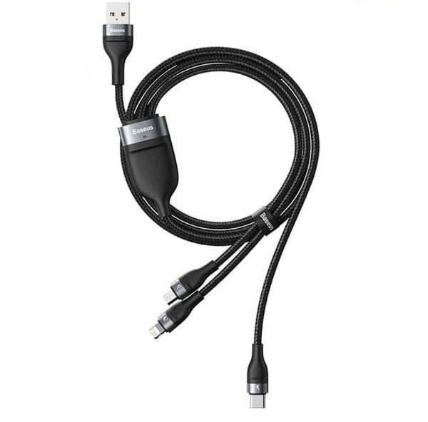 Cáp sạc nhanh 3 đầu Baseus Flash Series 3in1 (USB to Type C/Lightning/Micro, 5A/40W Quick Charging & Data Cable)