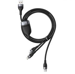 Cáp sạc nhanh 3 đầu Baseus Flash Series 3in1 (USB to Type C/Lightning/Micro, 5A/40W Quick Charging & Data Cable)