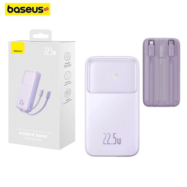 Pin Sạc Dự Phòng Baseus Comet Series Dual Cable Digital Display Cho iPhone, Type-C (10000mAh/ 20000mAh, 22.5W, Built-in Dual-Cable Fast Charge Power Bank)