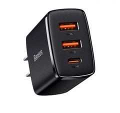 Cốc sạc nhanh Baseus Compact 30W – Siêu nhỏ gọn, 2 cổng USB + Type-C, hỗ trợ PD/QC3.0, sạc nhanh đa thiết bị tiện lợi