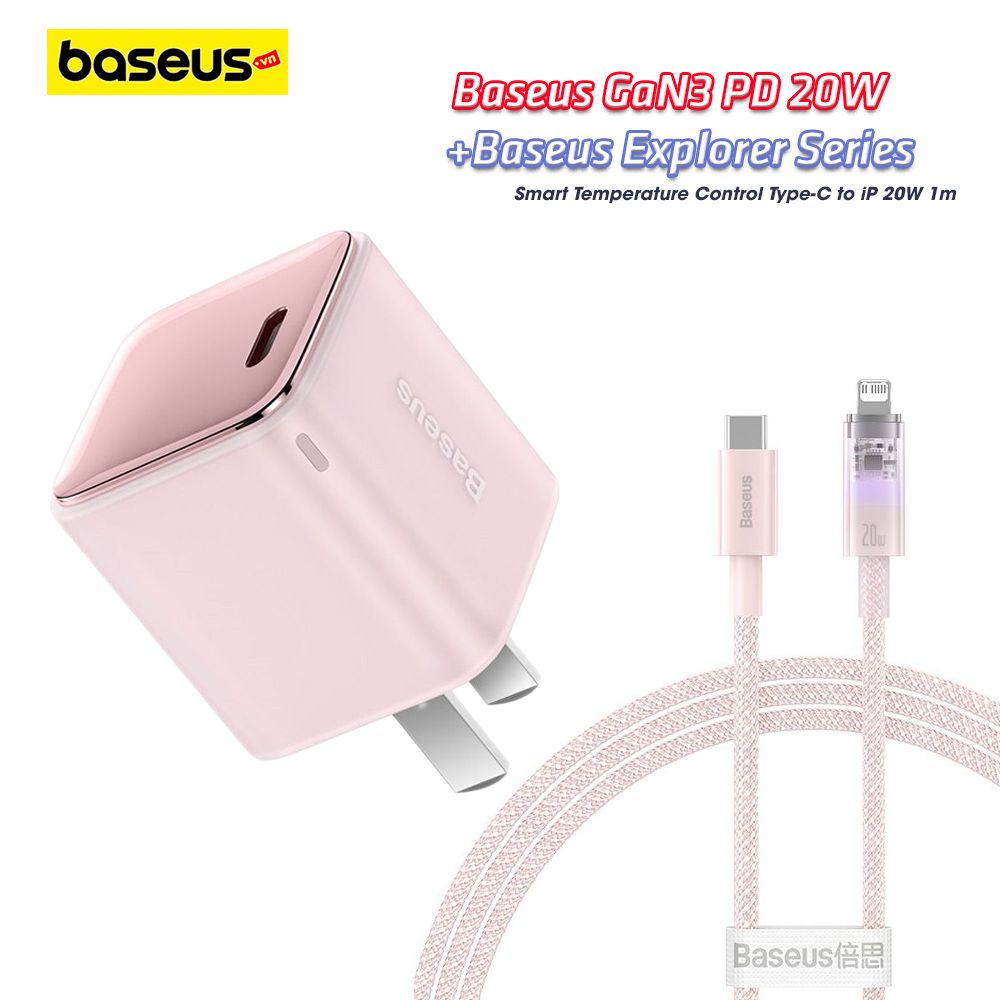 Củ Sạc Baseus GaN3 1C 20W  - Sạc nhanh, nhỏ gọn cho iPhone/iPad/Samsung/Xiaomi/Huawei (PD/QC Multi Quick Charge Support, Smart Protect)