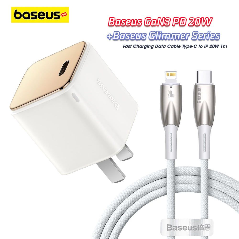 Củ Sạc Baseus GaN3 1C 20W  - Sạc nhanh, nhỏ gọn cho iPhone/iPad/Samsung/Xiaomi/Huawei (PD/QC Multi Quick Charge Support, Smart Protect)