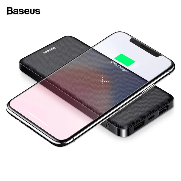 Pin sạc dự phòng không dây Baseus M36 cho iPhone/ iPad/ Samsung/Oppo (10,000mAh, 2.1A, 5W Qi Wireless Charger, LED, 2 USB Port)