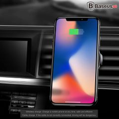 Bộ đế giữ điện thoại nam châm tích hợp sạc không dây dùng cho xe hơi Baseus LV154 cho iPhone 8/ iPhone X và Samsung (Baseus QI Wireless Charger Magnetic Car holder )