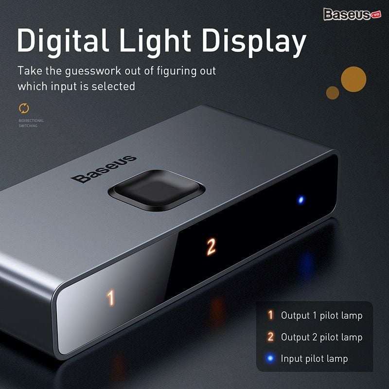 Thiết bị chia cổng HDMI 2 chiều Baseus Matrix HDMI Switcher (2 Devices to 1 Screen or 1 Device to 2 Screen, Support 4K30Hz/4K60Hz)