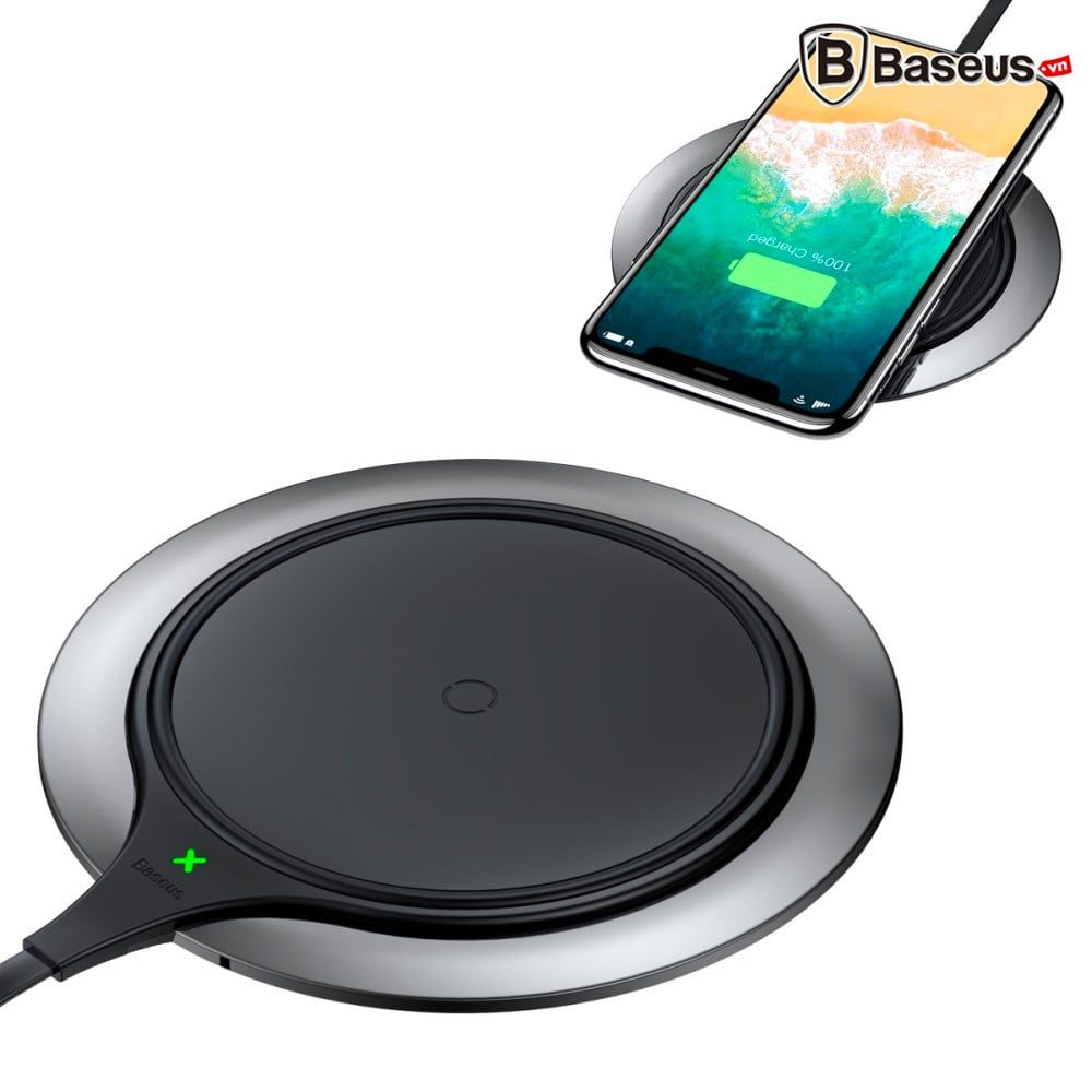 Đế sạc nhanh không dây Baseus Metal LV251 cho Apple iPhone 8/ iPhone X / Samsung S8/ S9/ Note 8 ( 10W/ 7.5W, Qi Wireless Quick Charger)