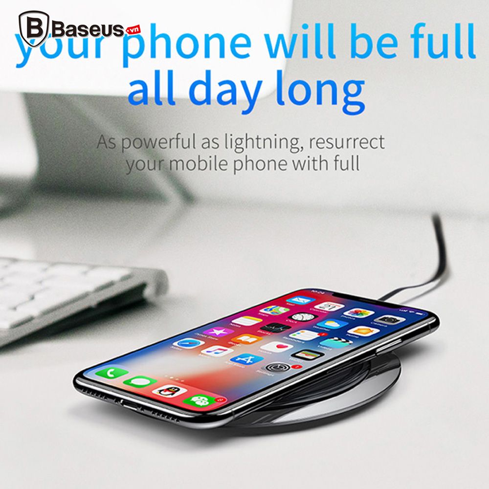 Đế sạc nhanh không dây Baseus Metal LV251 cho Apple iPhone 8/ iPhone X / Samsung S8/ S9/ Note 8 ( 10W/ 7.5W, Qi Wireless Quick Charger)