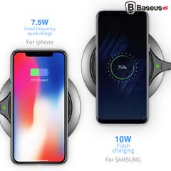 Đế sạc nhanh không dây Baseus Metal LV251 cho Apple iPhone 8/ iPhone X / Samsung S8/ S9/ Note 8 ( 10W/ 7.5W, Qi Wireless Quick Charger)