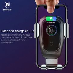 Bộ đế giữ điện thoại tích hợp sạc nhanh không dây dùng cho xe hơi Baseus Metal Wireless Charger Gravity Car Mount（10W, Air Outlet Version）