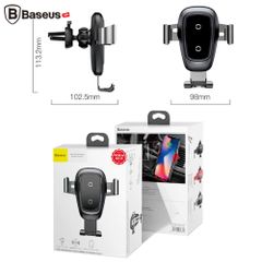 Bộ đế giữ điện thoại tích hợp sạc nhanh không dây dùng cho xe hơi Baseus Metal Wireless Charger Gravity Car Mount（10W, Air Outlet Version）