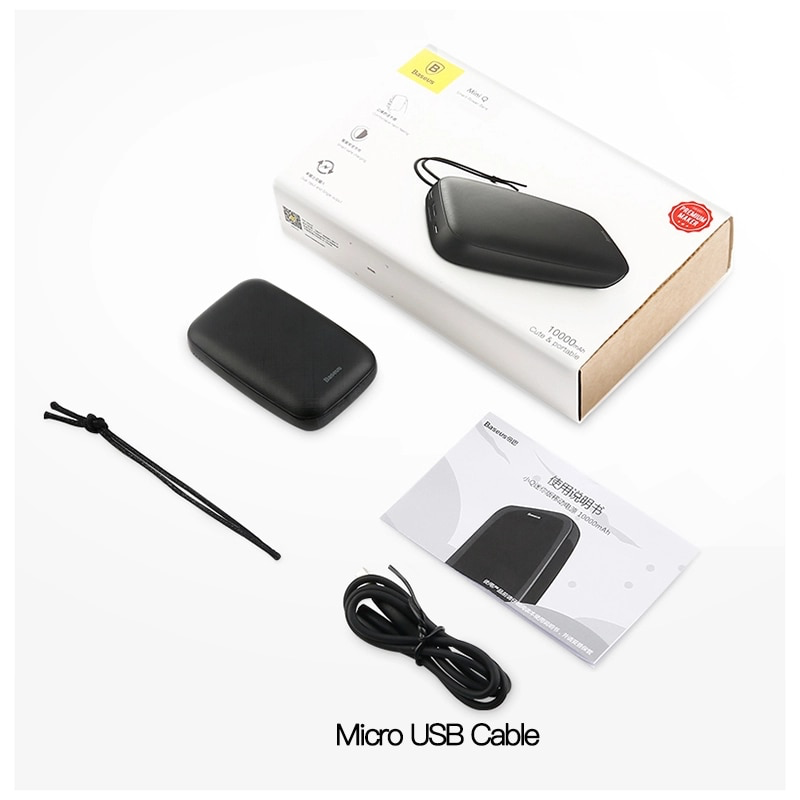 Pin sạc dự phòng Mini Baseus Q Portable 10000mAh cho Smartphone/ Tablet (2A, 37Wh, Fast Charge Power Bank)