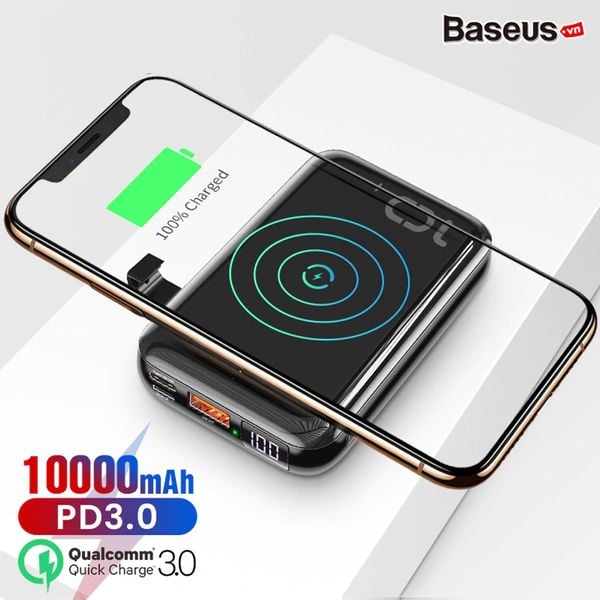 Pin dự phòng tích hợp sạc nhanh không dây Baseus Mini S Bracket Power Bank 10,000mAh (10W Wireless, 18W PD/ Quick Charge 3.0)