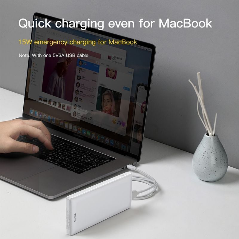 Pin dự phòng sạc nhanh Baseu JA Fast Charge 20,000mAh cho iPhone/ Smartphone/ Tablet ( 5V/3A, 2 Port USB, Type C PD in/Out)