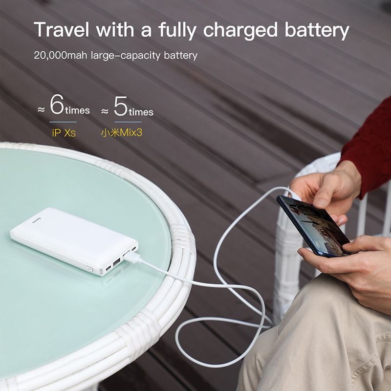 Pin dự phòng sạc nhanh Baseu JA Fast Charge 20,000mAh cho iPhone/ Smartphone/ Tablet ( 5V/3A, 2 Port USB, Type C PD in/Out)