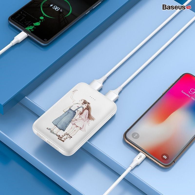 Pin sạc dự phòng nhỏ gọn Baseus Mini JA Power Bank 10000mAh dùng cho iPhone/ Samsung/ Oppo (2 Port USB)